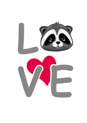 Raccoon lover. Design for printing