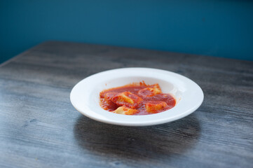 Ravioli with red sauce