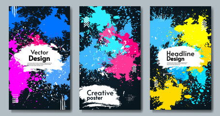 Vector illustration. Set of paint splash. Colorful design for poster, background, album, postcard, business card, invitation.