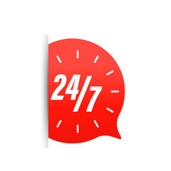 Popup bubble prompt 24-7. Support service for user consultation. Customer support icon. Call center 24-7. Hotline support service. Vector illustration