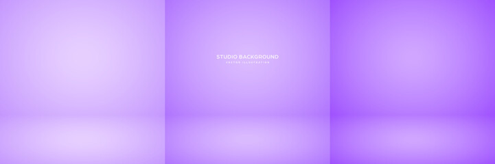 Obraz premium Empty violet studio abstract backgrounds with spotlight effect. Product showcase backdrop. Stage lighting. Vector illustration