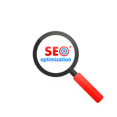 Web analytics design, SEO optimization, magnifying glass. Vector illustration