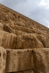 Side of the Pyramid of Giza seen just from the base.