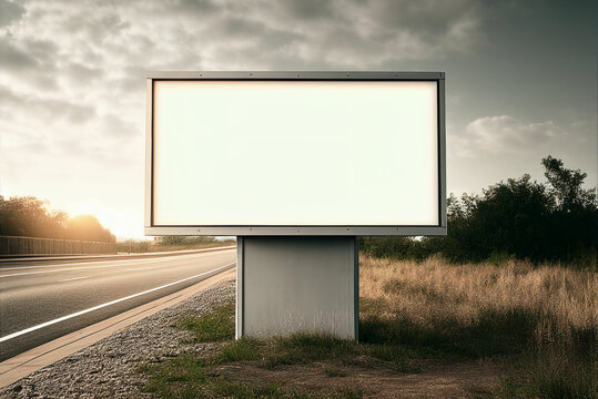 Leere Plakatwand f&uuml;r Werbung. Plakatwand, Werbefl&auml;che, Mock-Up Template, Hintergrund an der Stra&szlig;e. 3D Render.