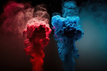Color Smoke Background in Deep and Constrasted Red and Blue
