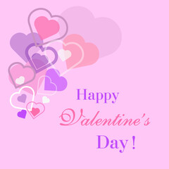 Valentine's Day card. Valentine's Day postcard. Vector design. Hearts of different sizes, types and colors.