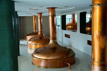 Beer brewing hall in brewery