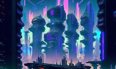 Alien city scenes wallpapers .Generative AI. 