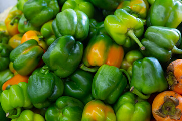 Plakat Screensaver with green bell pepper. Close-up image..