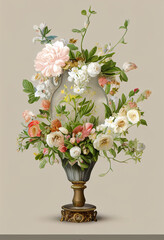 Fototapeta na wymiar Beautiful Vase with Flowers Decoration Digital Creative Design
