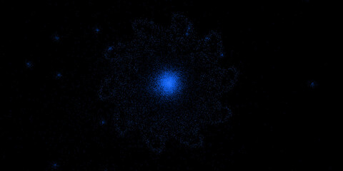 snowflake crystal shape formed by blue dots black and white background transparent