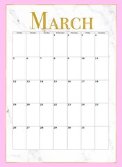 2023 monthly calendar for agenda, study notebook and organization bullet journal, black and gold colors