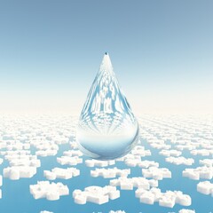 Water drop and puzzle clouds
