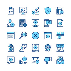 Rejection line icons. Blue color. Vector line icons set