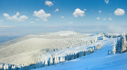 winter calm mountain landscape (Carpathian Mountains, Ukraine)