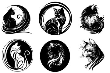 Vector cats, hand drawn, low points