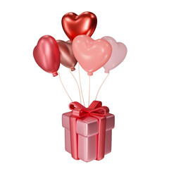 Gift box with balloon 3D illustration