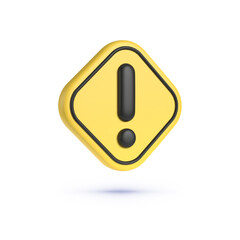 Caution 3d on white background. 3d yellow button. Computer 3d vector. 3d realistic yellow question mark vector illustration