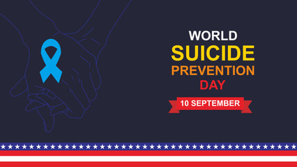 World suicide prevention day banner and poster design with the star and stripes flag ornament.