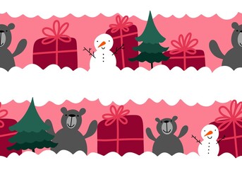 Cartoon bears seamless festive pattern for wrapping paper and fabrics and linens and kids clothes print and birthday