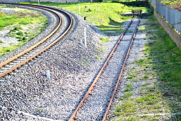 small railway track with end rail