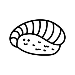 Japanese sushi nigiri in hand drawn doodle style. Asian food for restaurants menu