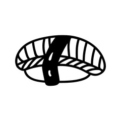 Japanese sushi nigiri in hand drawn doodle style. Asian food for restaurants menu