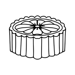 Traditional Chinese moon cake, Happy Mid Autumn Festival cakes have different patterns. Line vector illustration isolated on white background