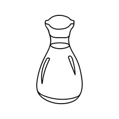 Japanese soy sauce bottle in hand drawn doodle style. Asian food for restaurants menu