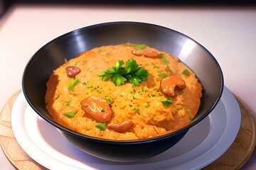 Delicious Indian Biryani Asian Food In Anime Style Digital Painting Illustration