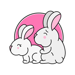 illustration of a pair of rabbits hugging in breeding season