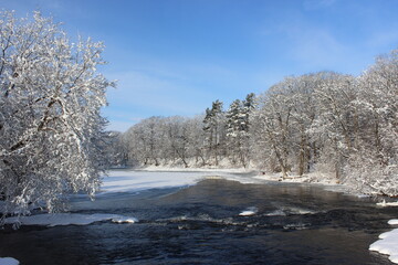 Obraz na płótnie Canvas Pike River in winter, Bedford, Quebec