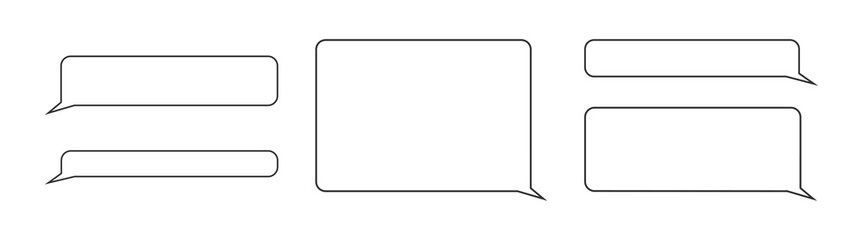 Set of outline message bubble. Empty chat frames isolated on white background. Mobile messenger app dialog elements. Vector graphic illustration.
