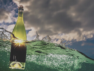 bottle in the ocean