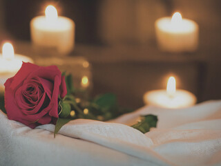 candle and rose