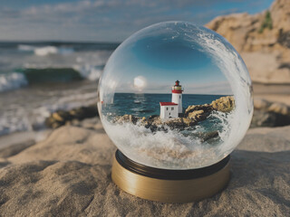 lighthouse snow globe