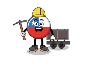 Mascot Illustration of chile flag fisherman