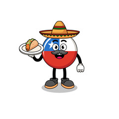 Character cartoon of chile flag as a veteran