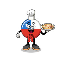 Illustration of chile flag as an asian chef
