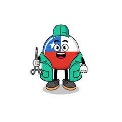 Illustration of chile flag mascot as a dentist