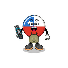 Obraz na płótnie Canvas chile flag illustration cartoon as a plumber