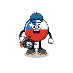 Cartoon Illustration of chile flag as a barber man