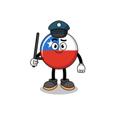 Cartoon Illustration of chile flag hunter