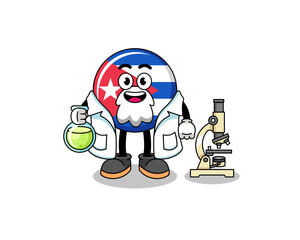 Mascot of cuba flag as a scientist