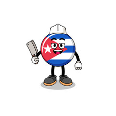 Mascot of cuba flag as a butcher