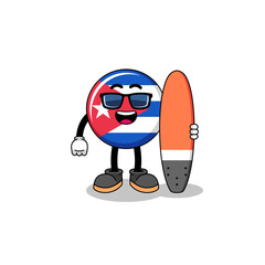 Mascot cartoon of cuba flag as a surfer