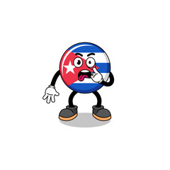 Character Illustration of cuba flag with tongue sticking out