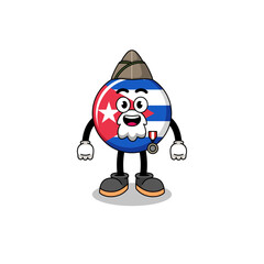 Character cartoon of cuba flag as a veteran