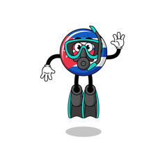 Character cartoon of cuba flag as a diver