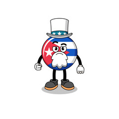 Illustration of cuba flag cartoon with i want you gesture